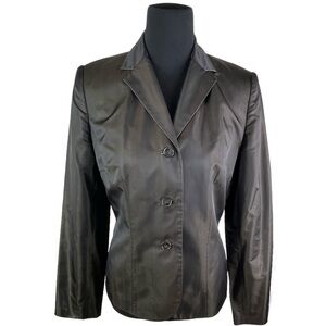 Ann Taylor 100% Silk Blazer Jacket Brown Bronze Career Classic Women’s Size 6